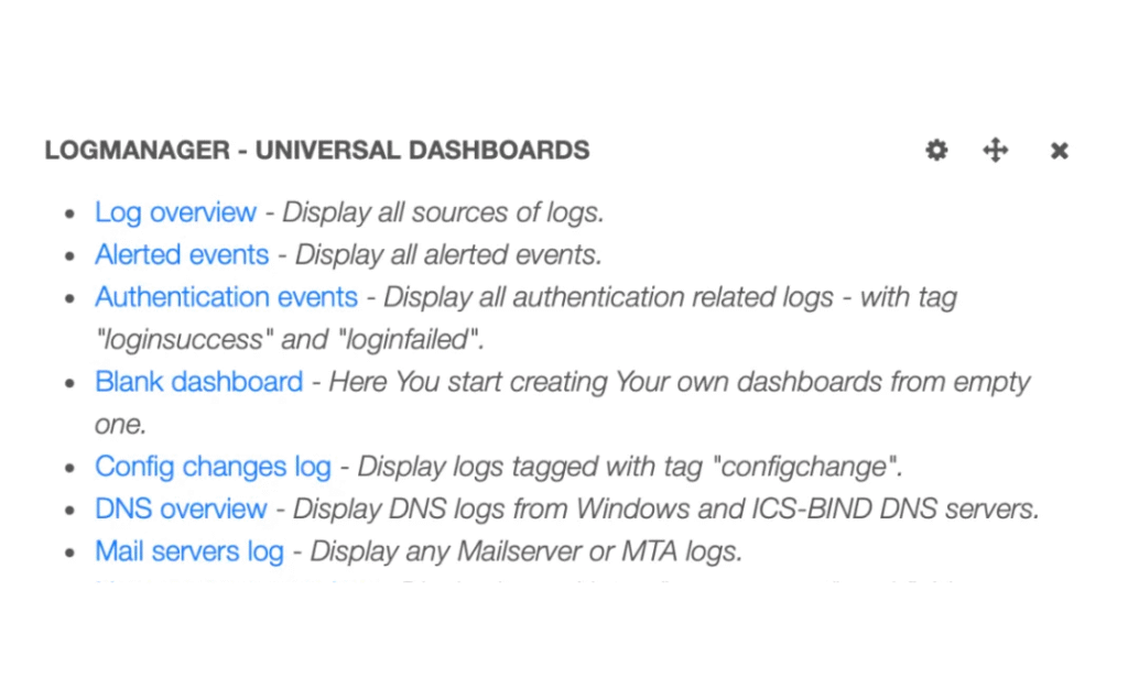 ready to use dashboards - logmanager