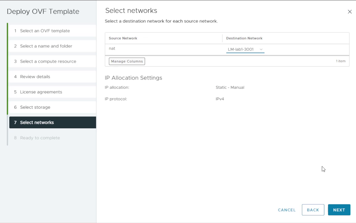 Selecting target network for the VM