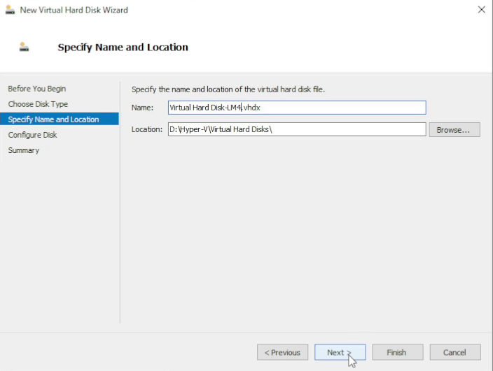 Selecting the path for the secondary data disk