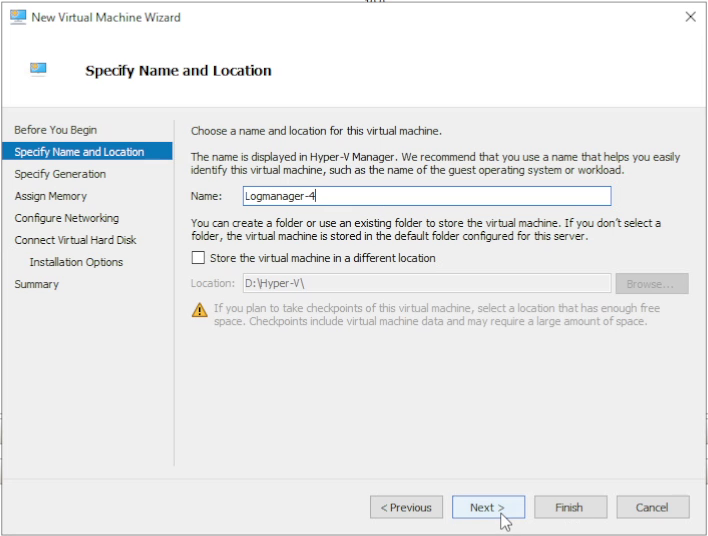 Selecting virtual machine storage location