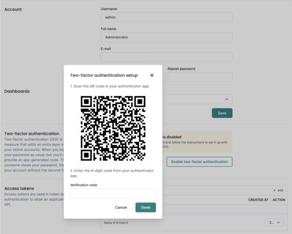 2FA feature logmanager
