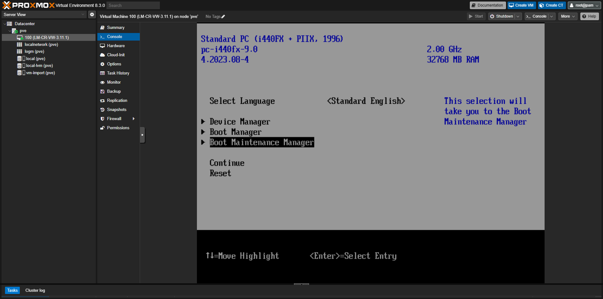 UEFI menu - Boot Maintenance Manager