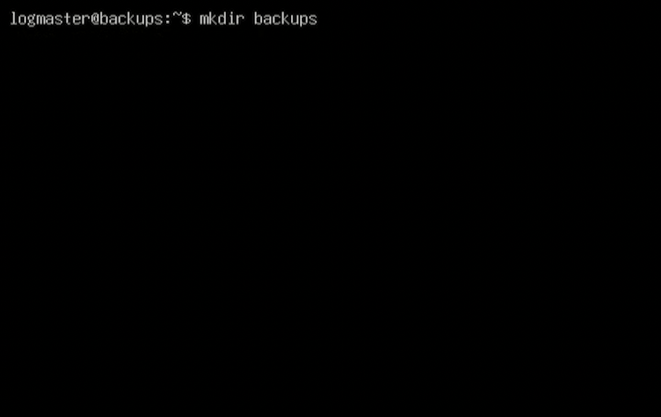 Ubuntu terminal showing Samba installation and backup directory creation for Logmanager backups