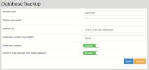 Logmanager backup configuration on an SMB server