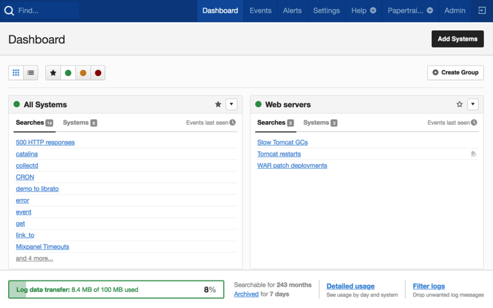 papertrail UI