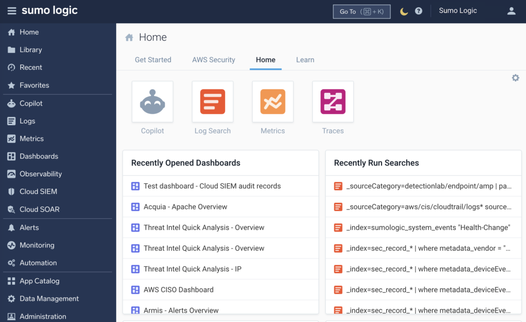 sumo logic UI
